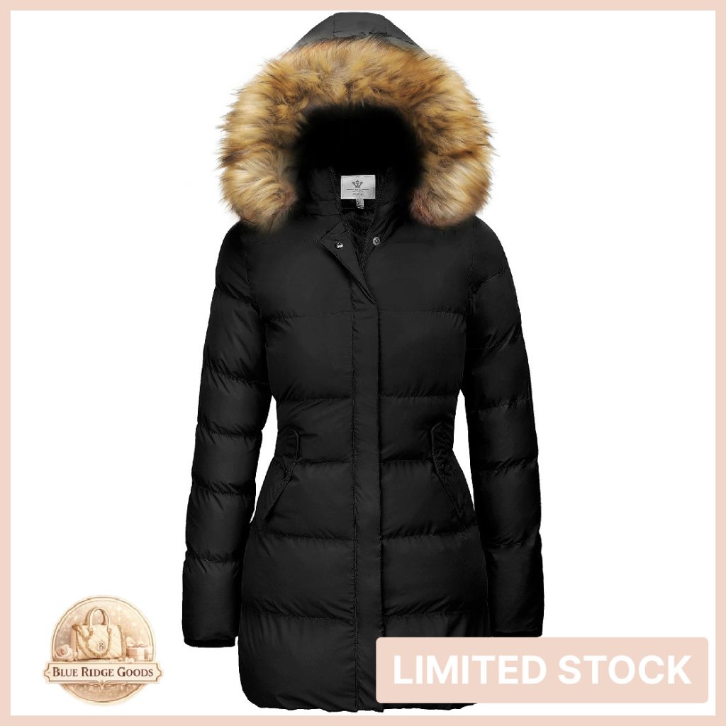 Winter Puffer Coat Slim Fit Elegant Warm Jacket Removable Hood Chic